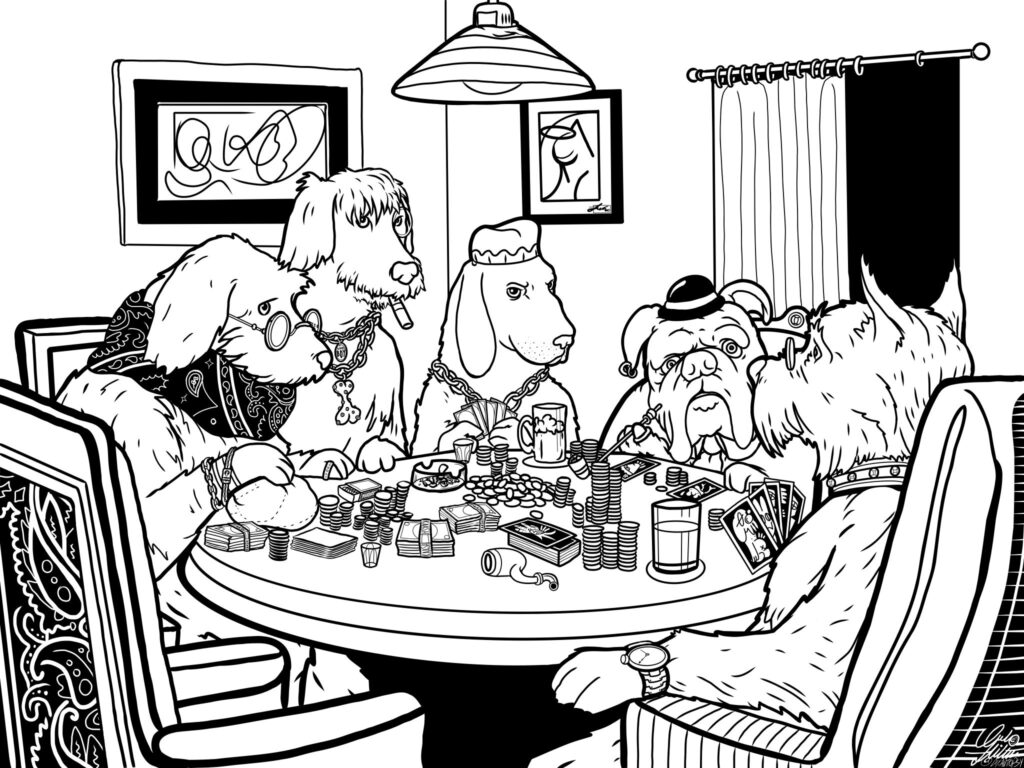 Dogs playing poker