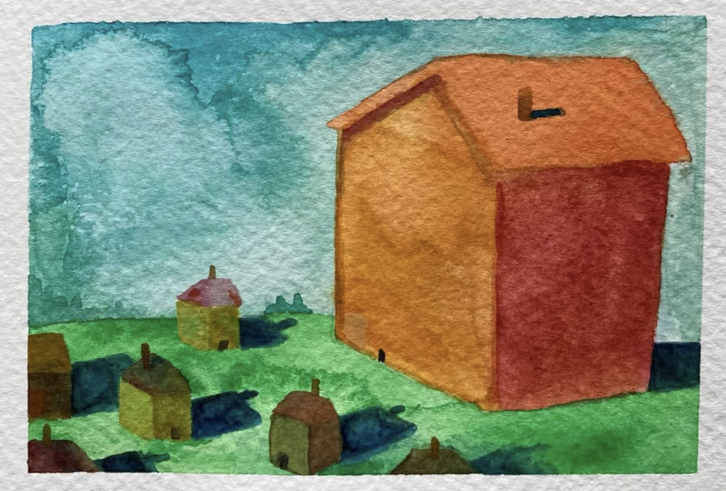 Watercolor painting of a house