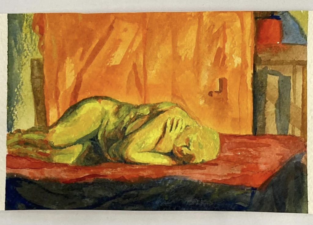Painting of a person laying down