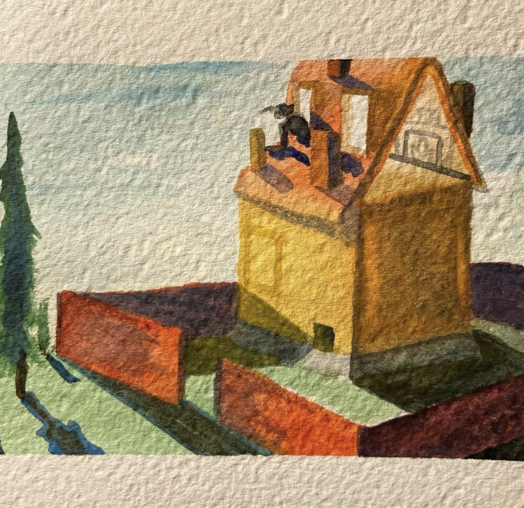 Watercolor painting of a house