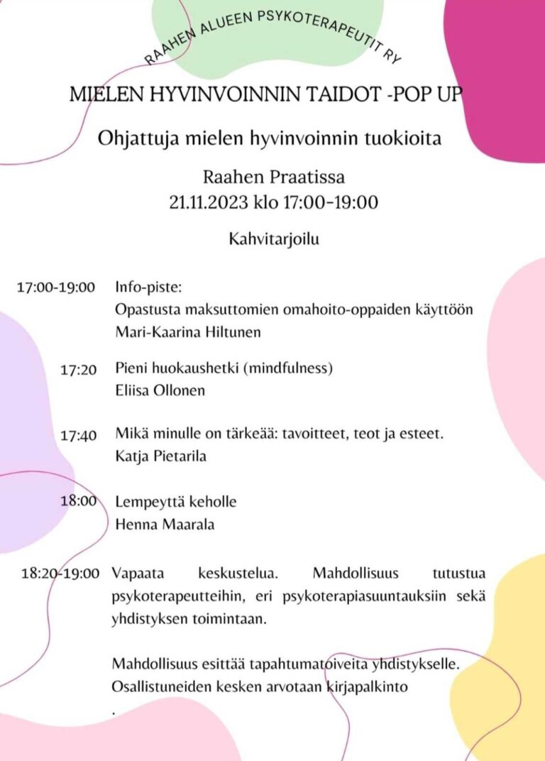 mielen hyvinvoinnin taidot pop up